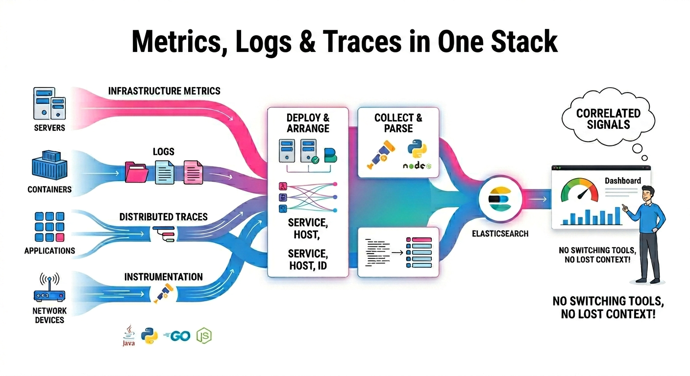 metrics logs traces