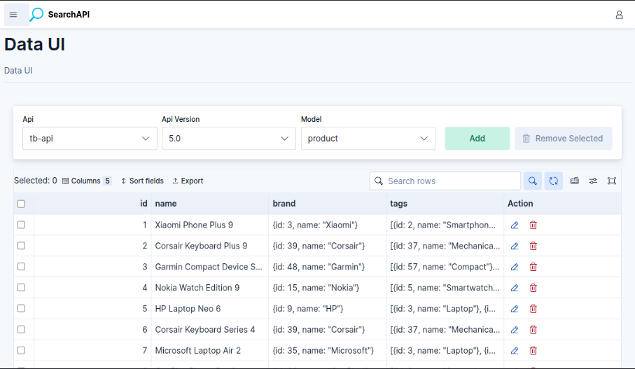 Manage data in the Data UI